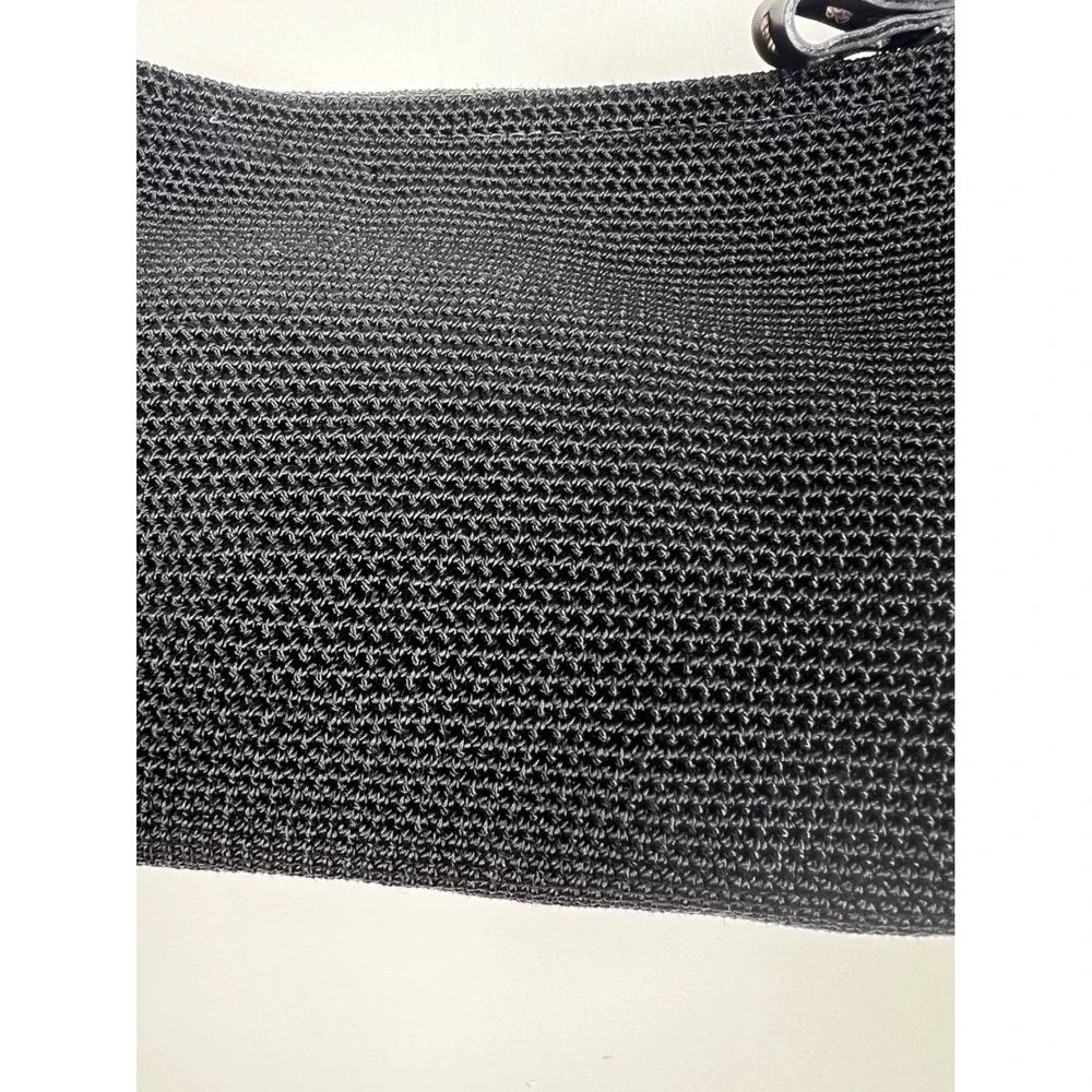 The Sak Black Crochet Shoulder Bag‎ Purse with Leather Trim